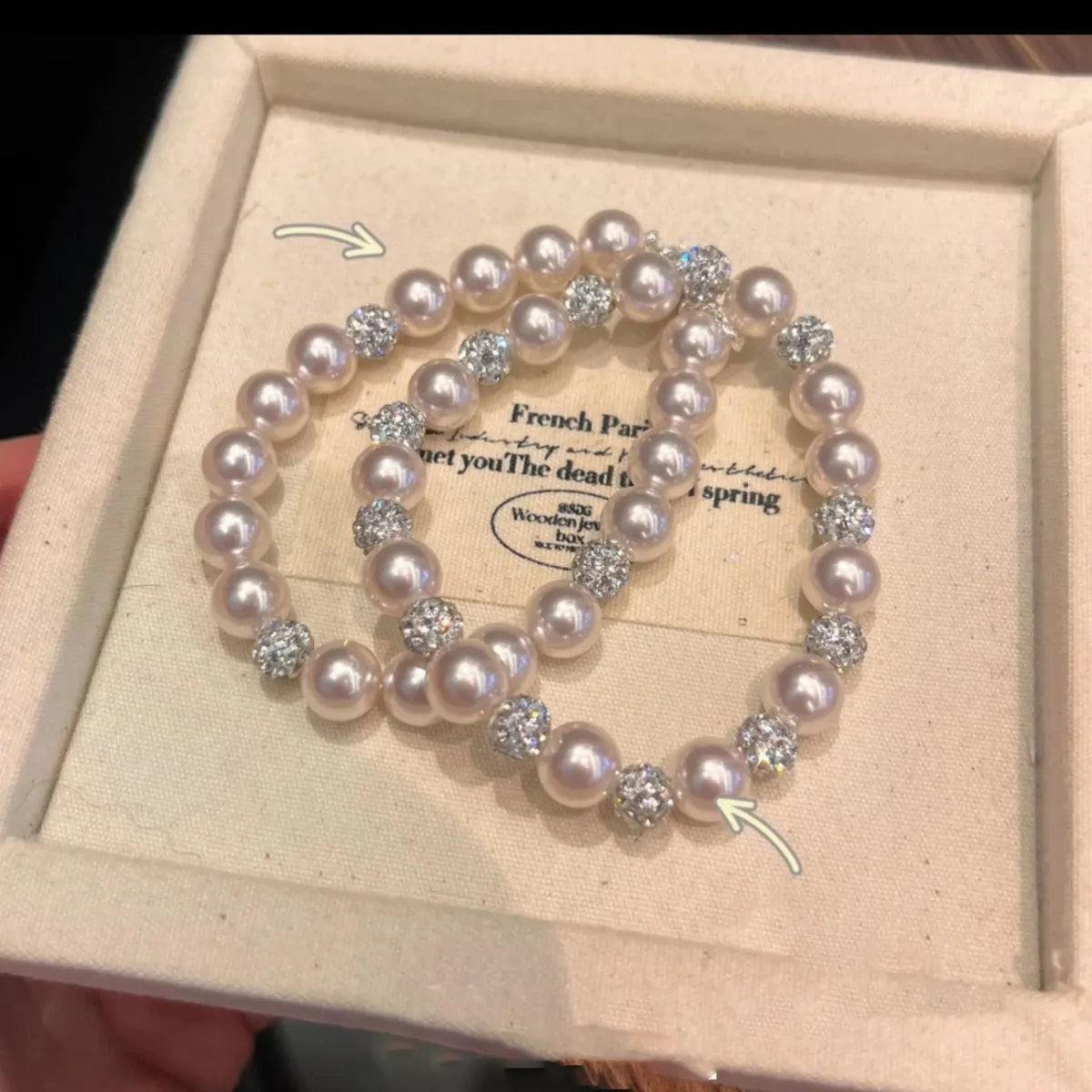 Round Diamond and Pink Pearl Bracelet-3