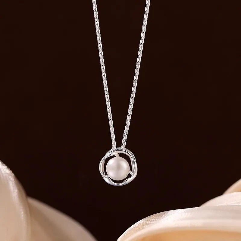 S999 Surrounded Pearl Necklace-3