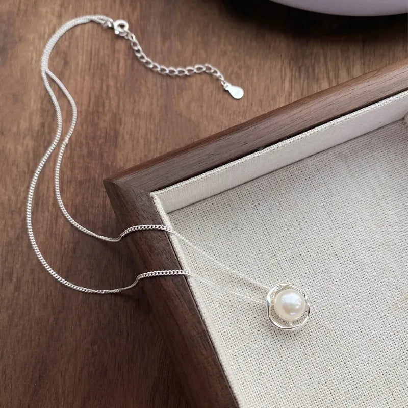 S999 Surrounded Pearl Necklace-2