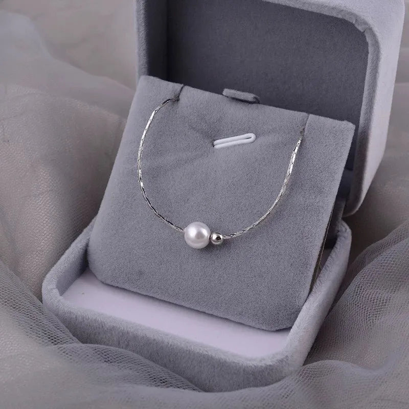 S925 Pearl and Silver Bead Necklace-3