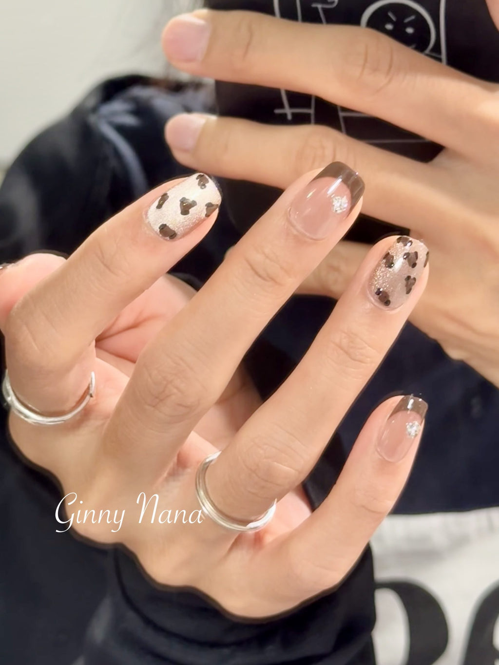 Coffee Leopard French Tip