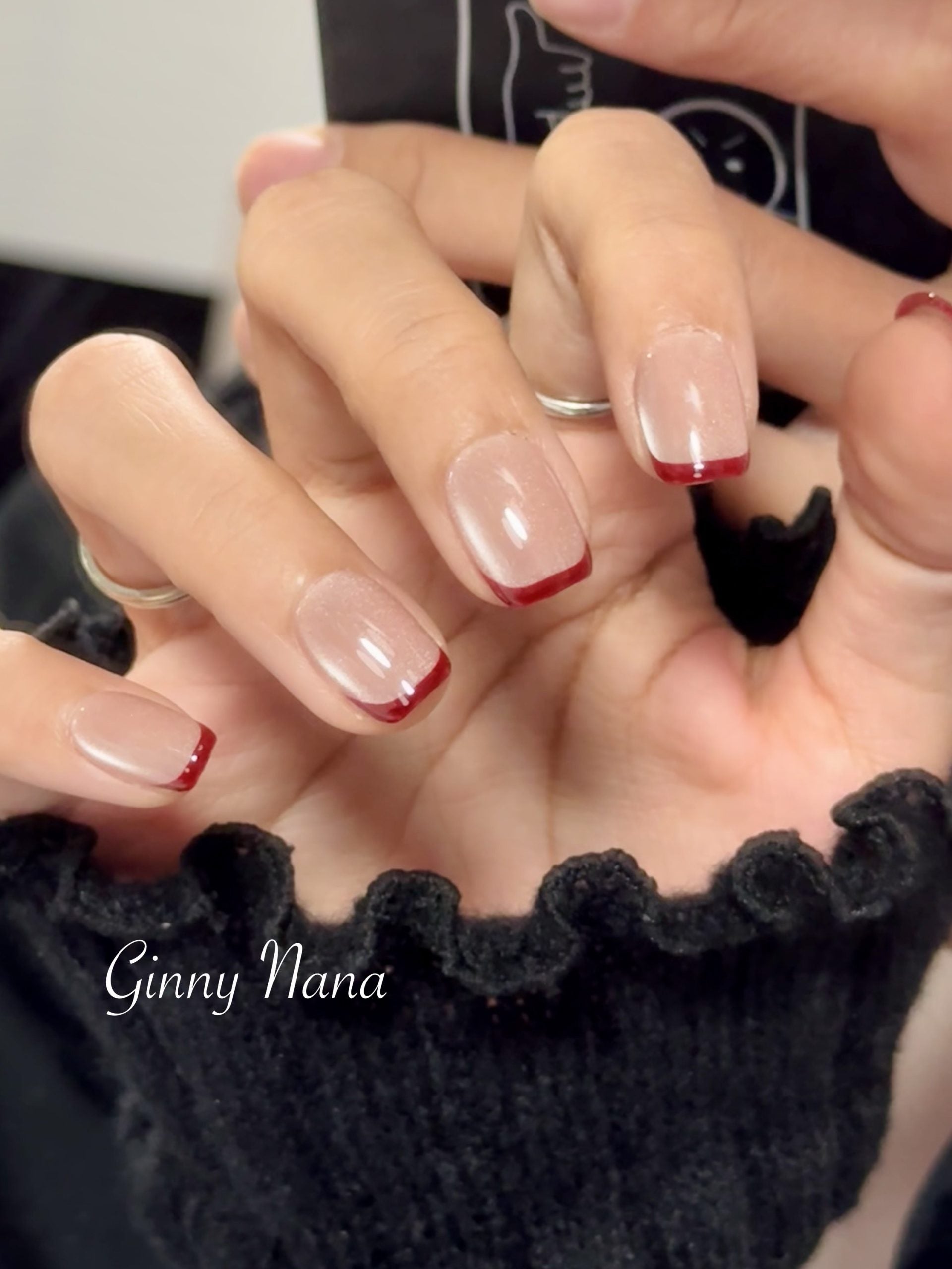 Pink Glaze Red French Tip